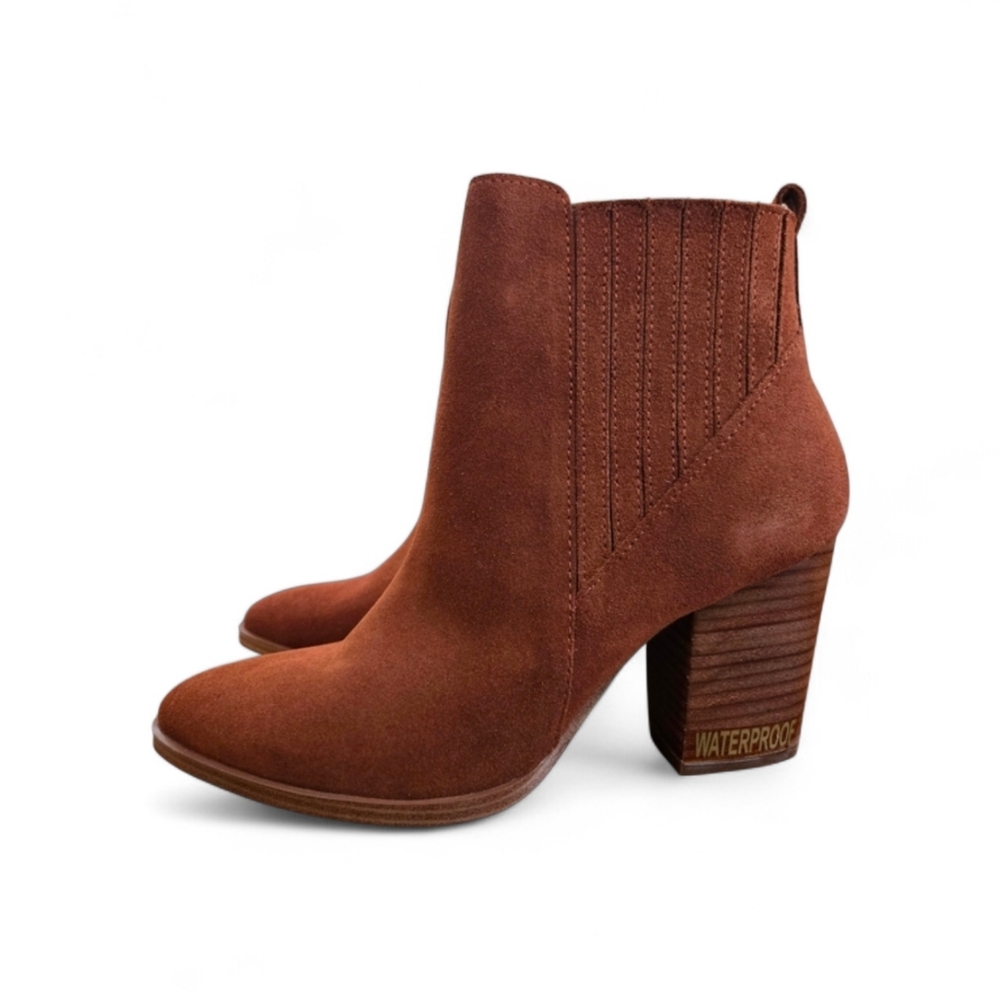 Blondo 'Reese' Ankle Boot Block Heel Booties Brown Rust Womens 7.5 NEW NWT